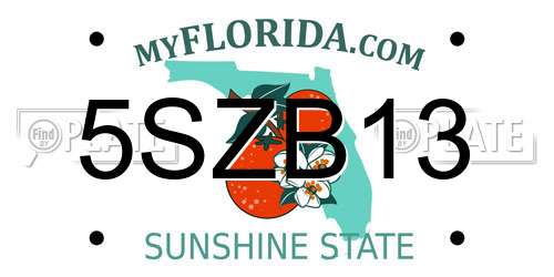 5SZB13 Florida License Plate