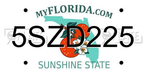 5SZD225 Florida License Plate