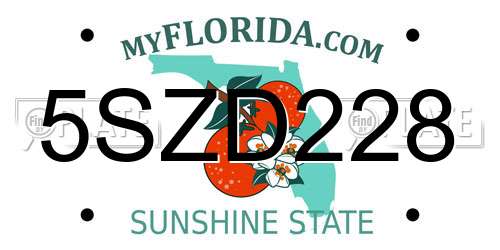 5SZD228 Florida License Plate
