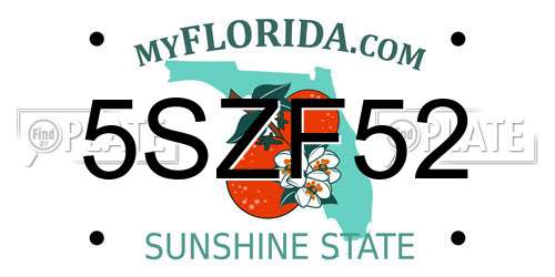 5SZF52 Florida License Plate