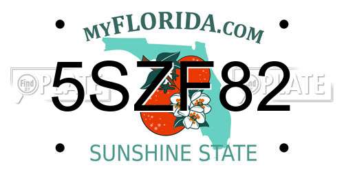 5SZF82 Florida License Plate