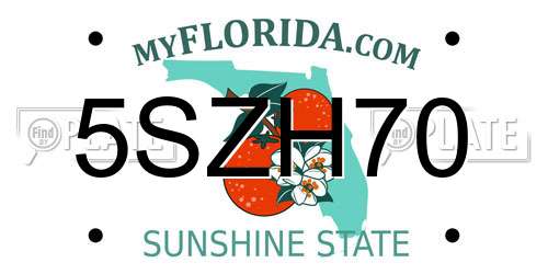 5SZH70 Florida License Plate