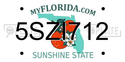 5SZI712 Florida License Plate