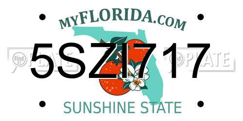 5SZI717 Florida License Plate