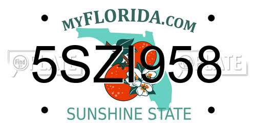 5SZI958 Florida License Plate