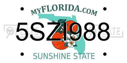 5SZI988 Florida License Plate