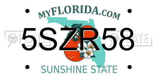 5SZR58 Florida License Plate