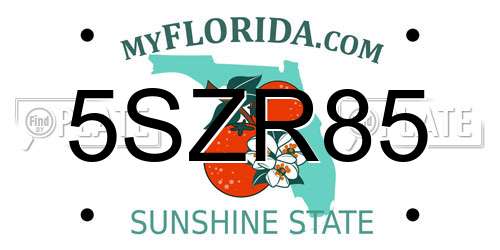 5SZR85 Florida License Plate