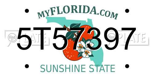 5T57397 Florida License Plate