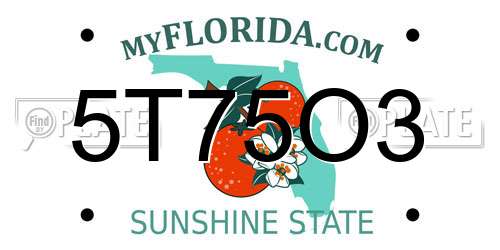 5T75O3 Florida License Plate