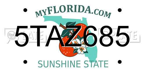 5TAZ685 Florida License Plate