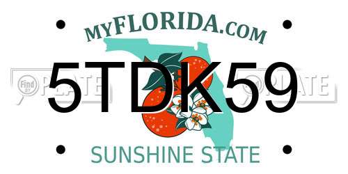 5TDK59 Florida License Plate