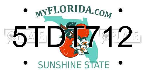 5TDT712 Florida License Plate