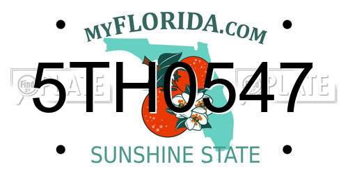5TH0547 Florida License Plate