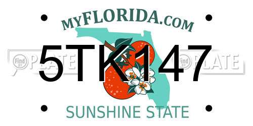 5TK147 Florida License Plate