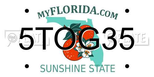 5TOG35 Florida License Plate