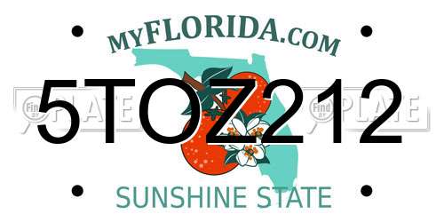 5TOZ212 Florida License Plate