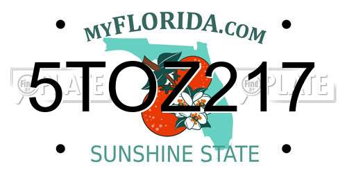 5TOZ217 Florida License Plate