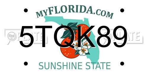 5TQK89 Florida License Plate