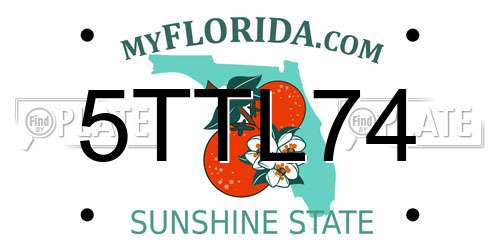 5TTL74 Florida License Plate