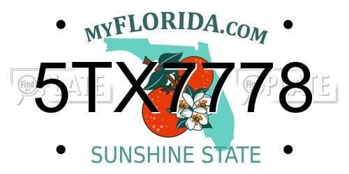 5TX7778 Florida License Plate