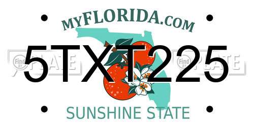5TXT225 Florida License Plate
