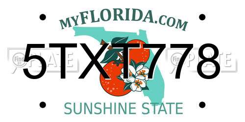 5TXT778 Florida License Plate