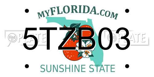 5TZB03 Florida License Plate