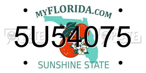 5U54075 Florida License Plate