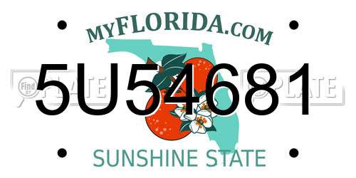 5U54681 Florida License Plate