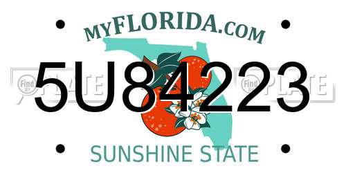 5U84223 Florida License Plate