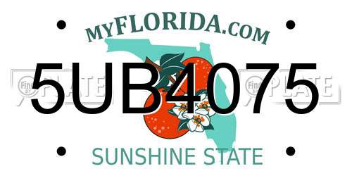 5UB4075 Florida License Plate