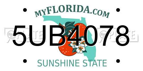 5UB4078 Florida License Plate
