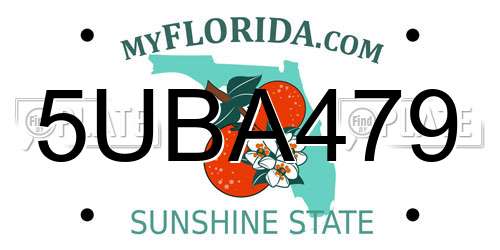5UBA479 Florida License Plate