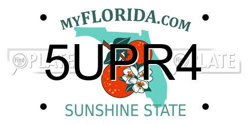 5UPR4 Florida License Plate