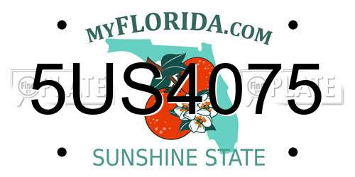 5US4075 Florida License Plate