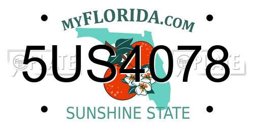 5US4078 Florida License Plate