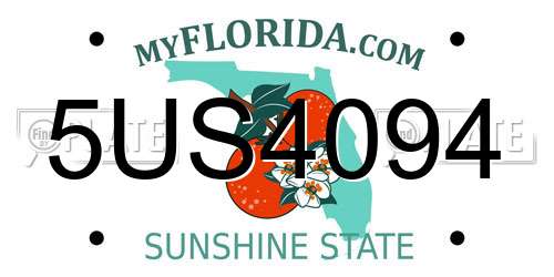 5US4094 Florida License Plate