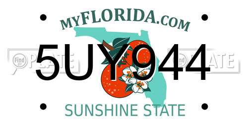 5UY944 Florida License Plate
