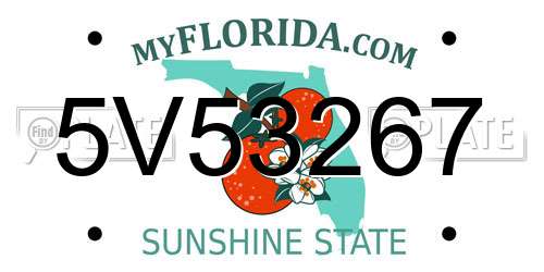 5V53267 Florida License Plate