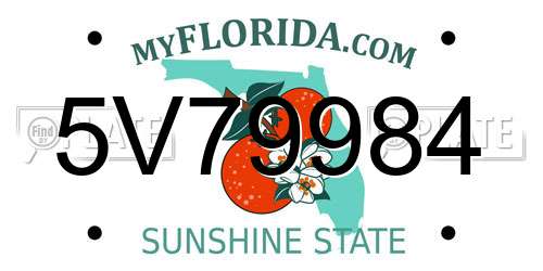 5V79984 Florida License Plate