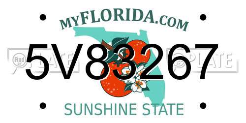 5V83267 Florida License Plate