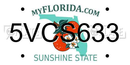5VCS633 Florida License Plate