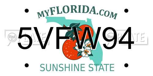 5VFW94 Florida License Plate