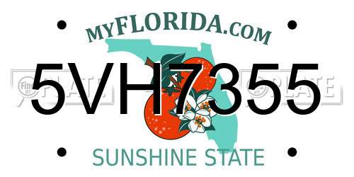 5VH7355 Florida License Plate