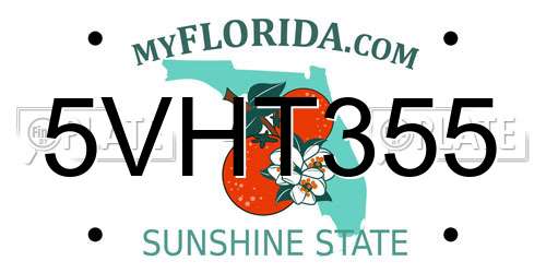 5VHT355 Florida License Plate