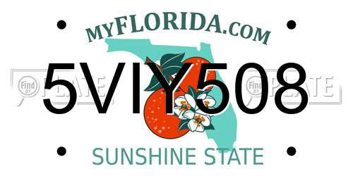 5VIY508 Florida License Plate