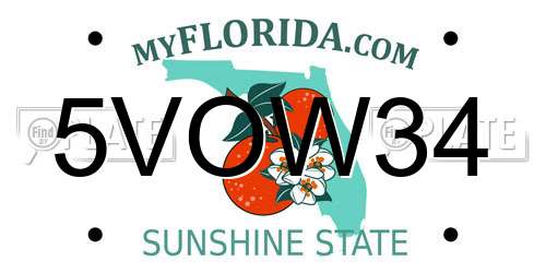 5VOW34 Florida License Plate