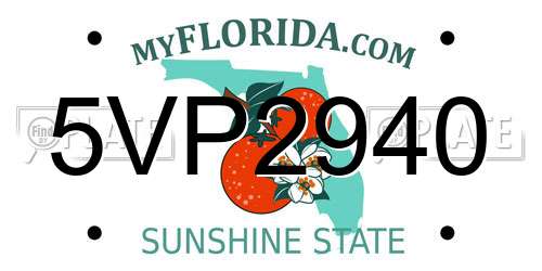 5VP2940 Florida License Plate
