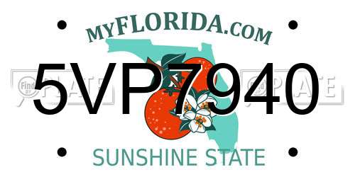 5VP7940 Florida License Plate